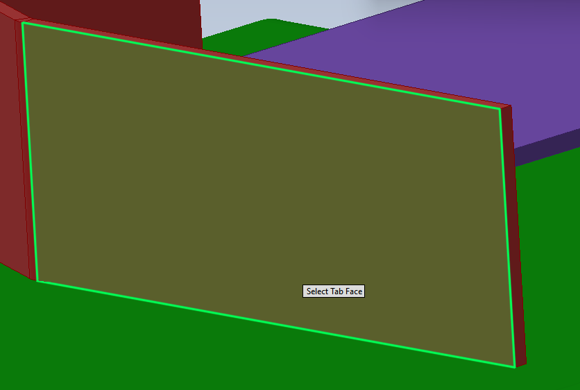 Select the tab face in Autodesk Inventor