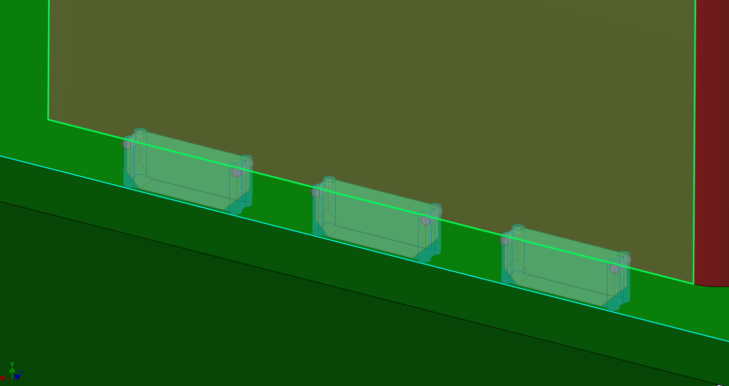 TabSlotPro tabs created along a sheet-metal edge in Autodesk Inventor